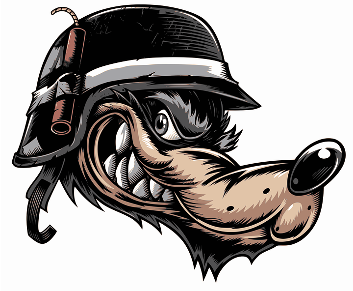 Cartoon Sketch of a Wolf's Head